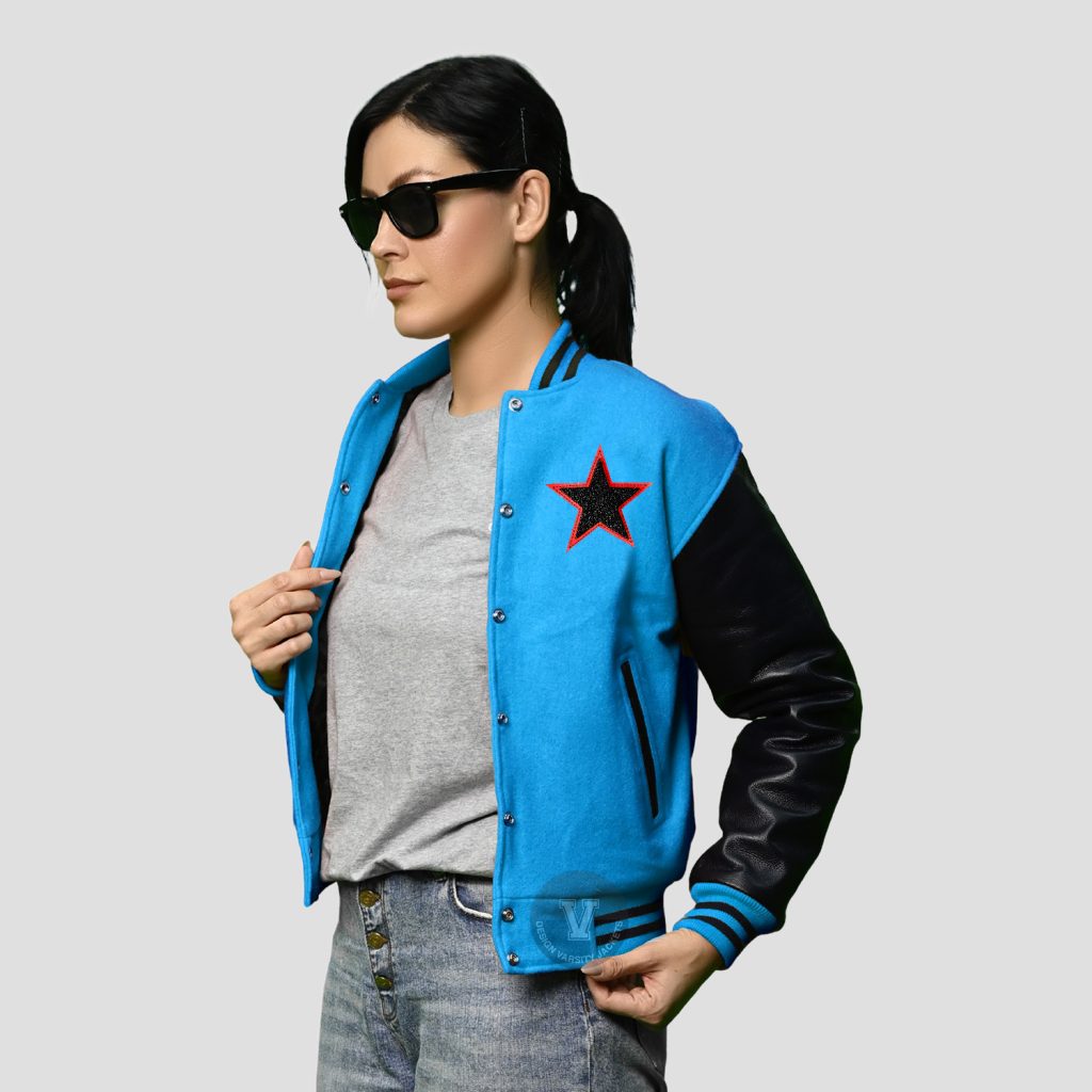 Women Varsity Jackets Leather Sleeves