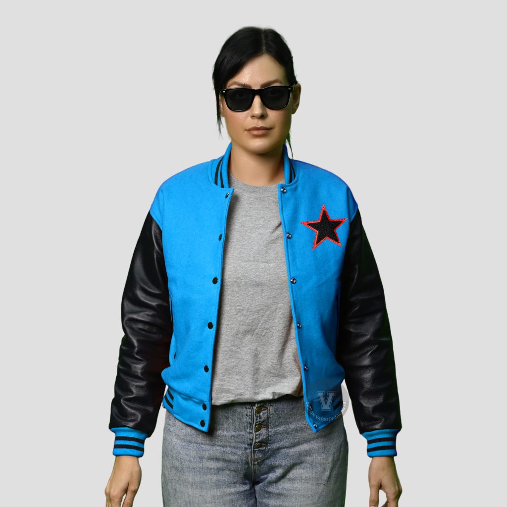 Women Varsity Jackets Leather Sleeves