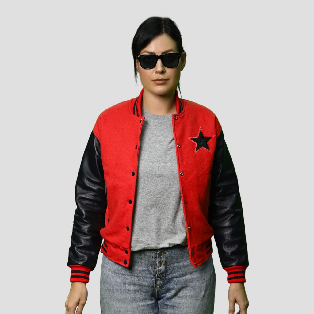 Women Varsity Jackets Wool Leather