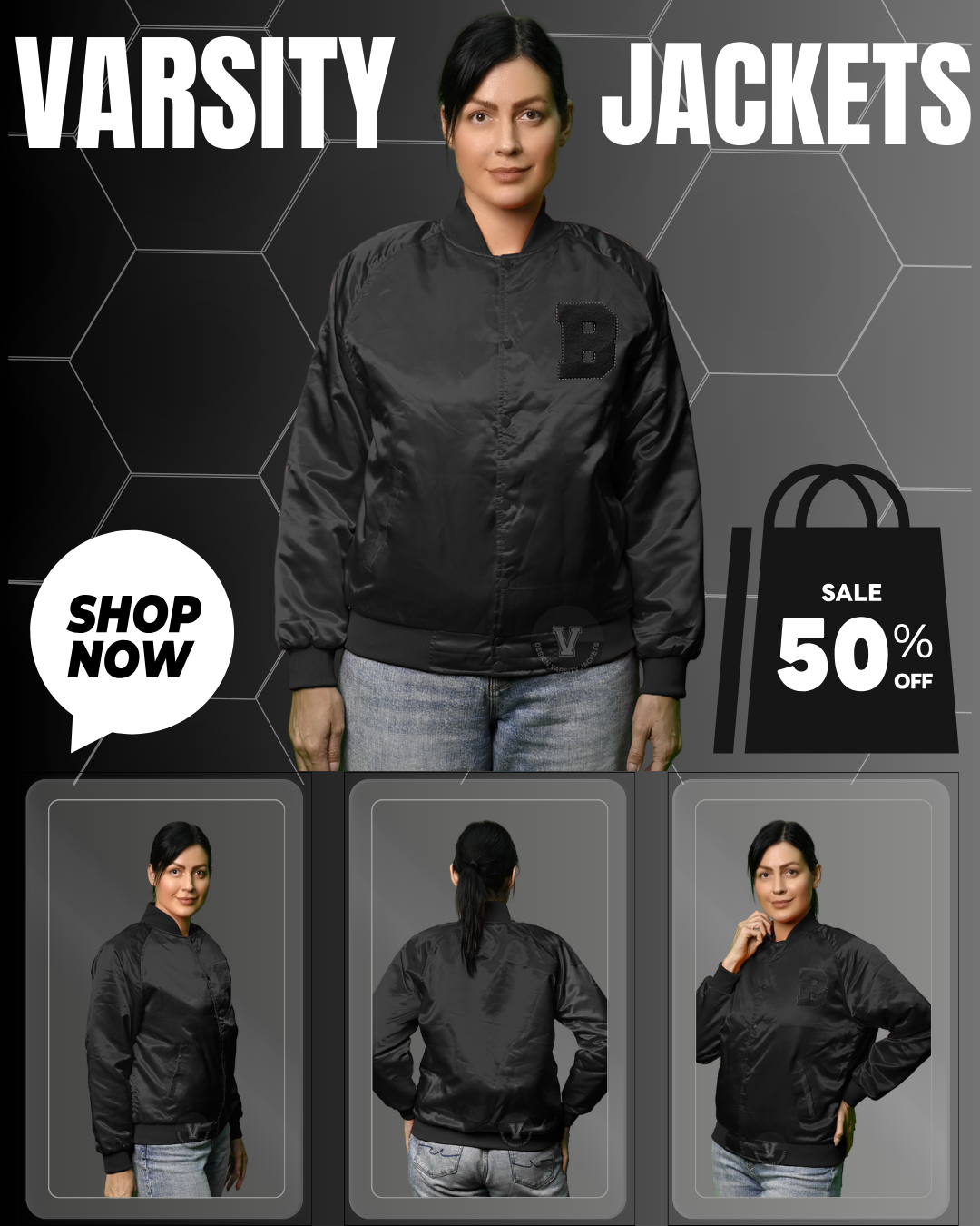 Black Satin Varsity Jackets