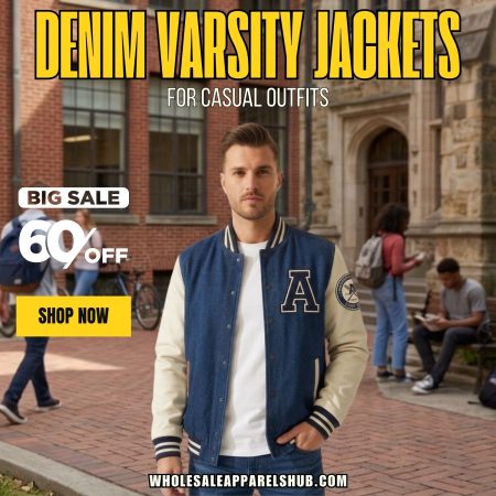 Denim Varsity Jackets For Casual Outfits