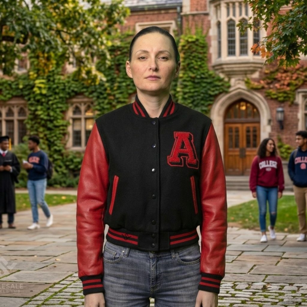 Red and Black Baseball Jackets for Women
