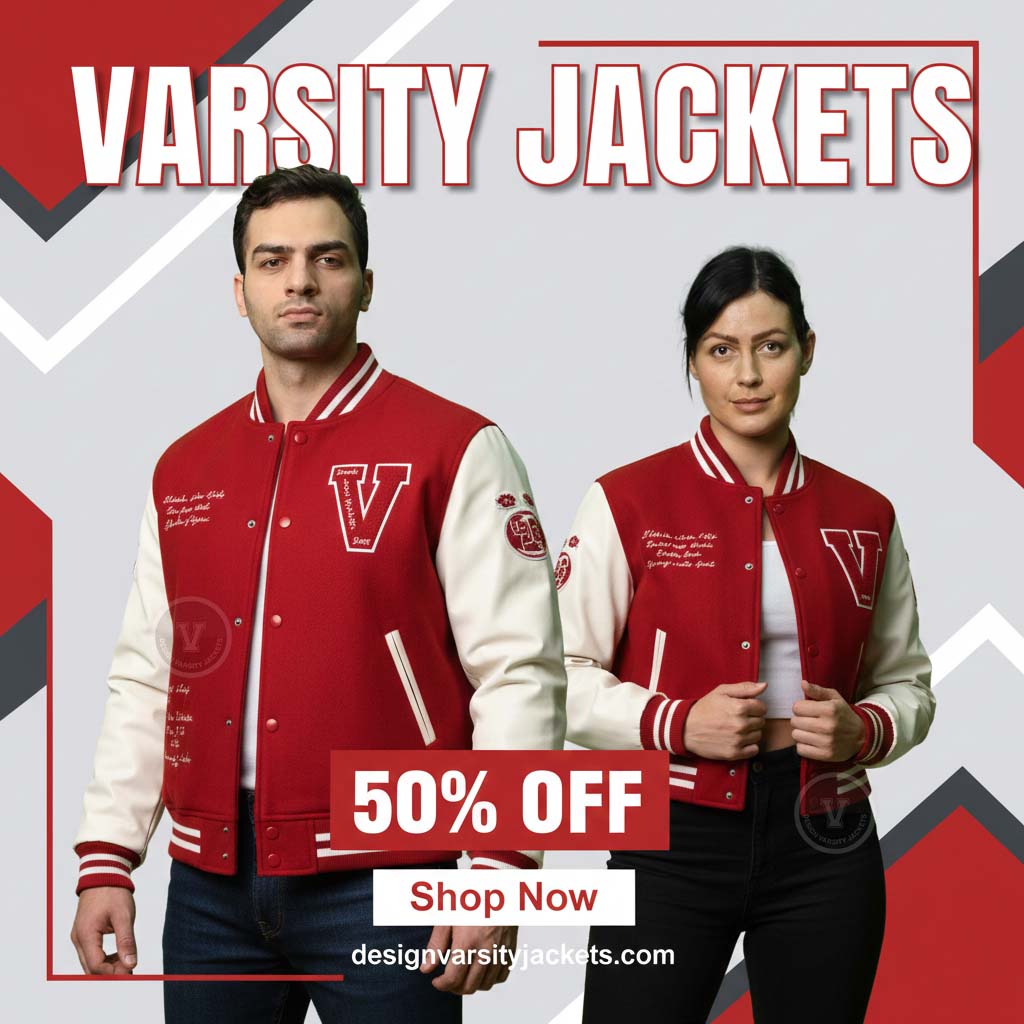 Red and White Custom Letterman Jackets
