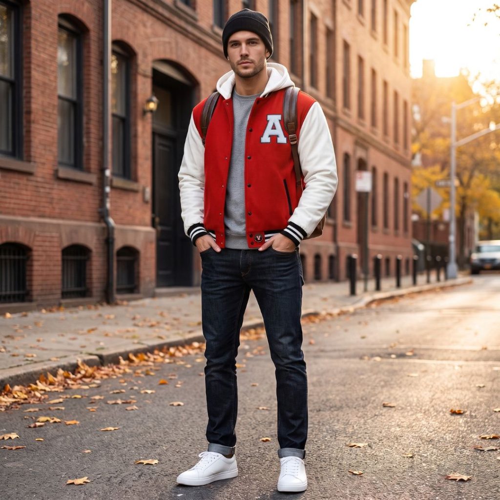 How to Style Men Hooded Varsity Jacket