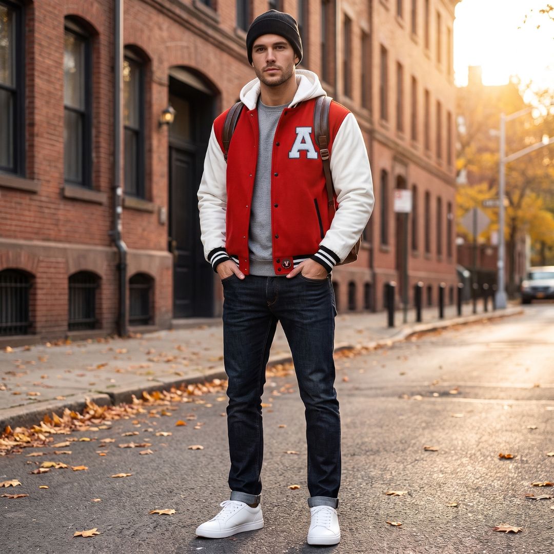 How to Style Men Hooded Varsity Jacket