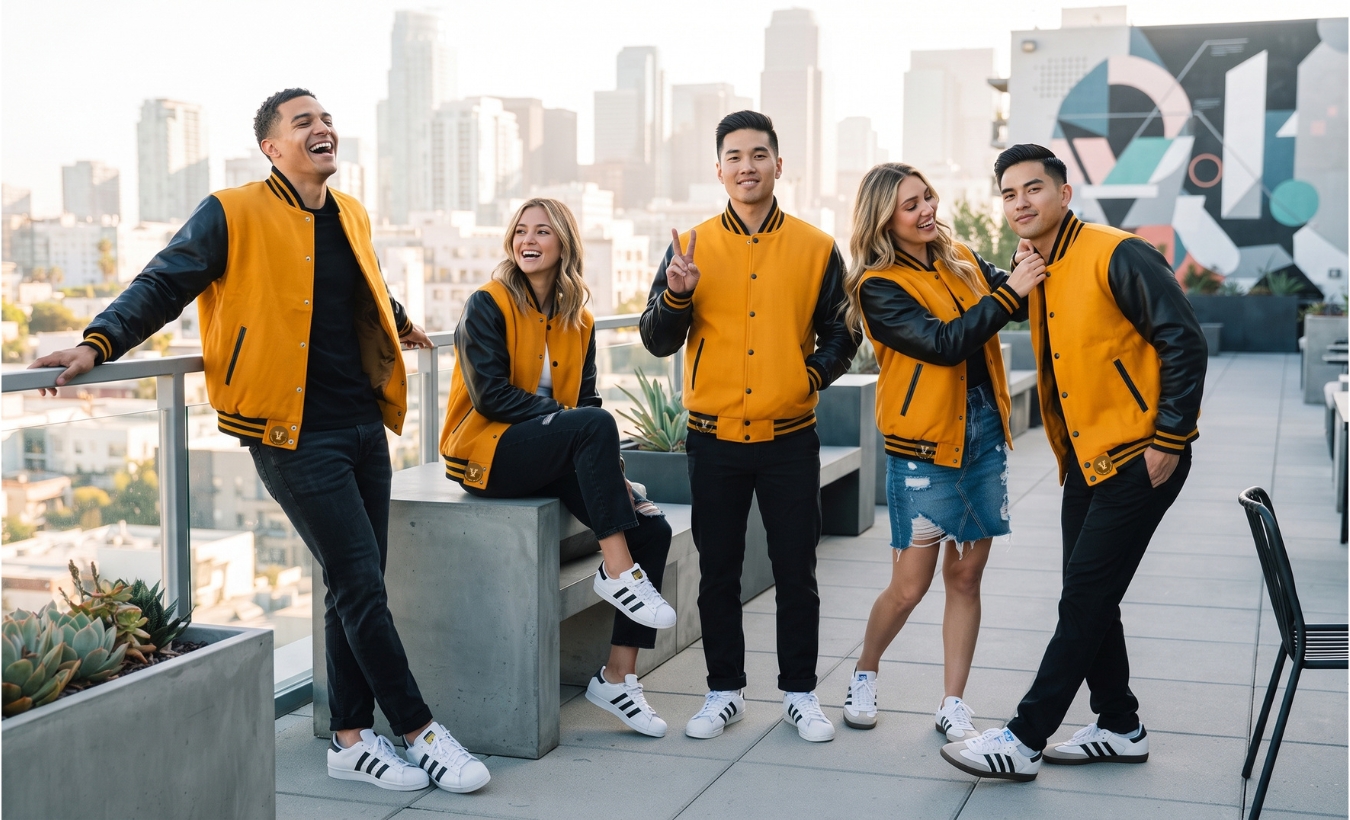 Varsity Jackets With Adidas Sneakers