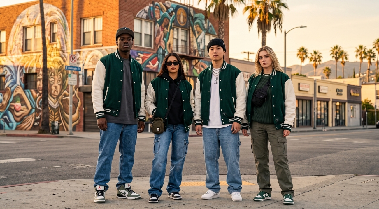 Varsity Jackets in Los Angeles Hip Hop Outfits