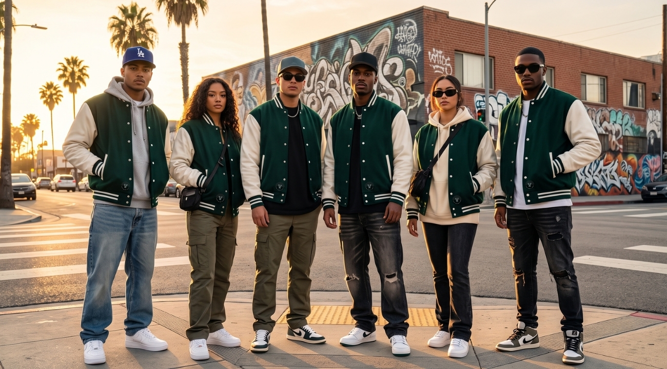 Varsity Jackets in Los Angeles Hip Hop Outfits