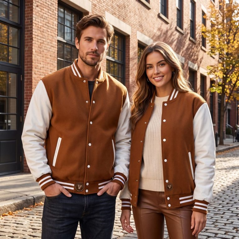 Varsity Jackets with Jewelry Street Fashion