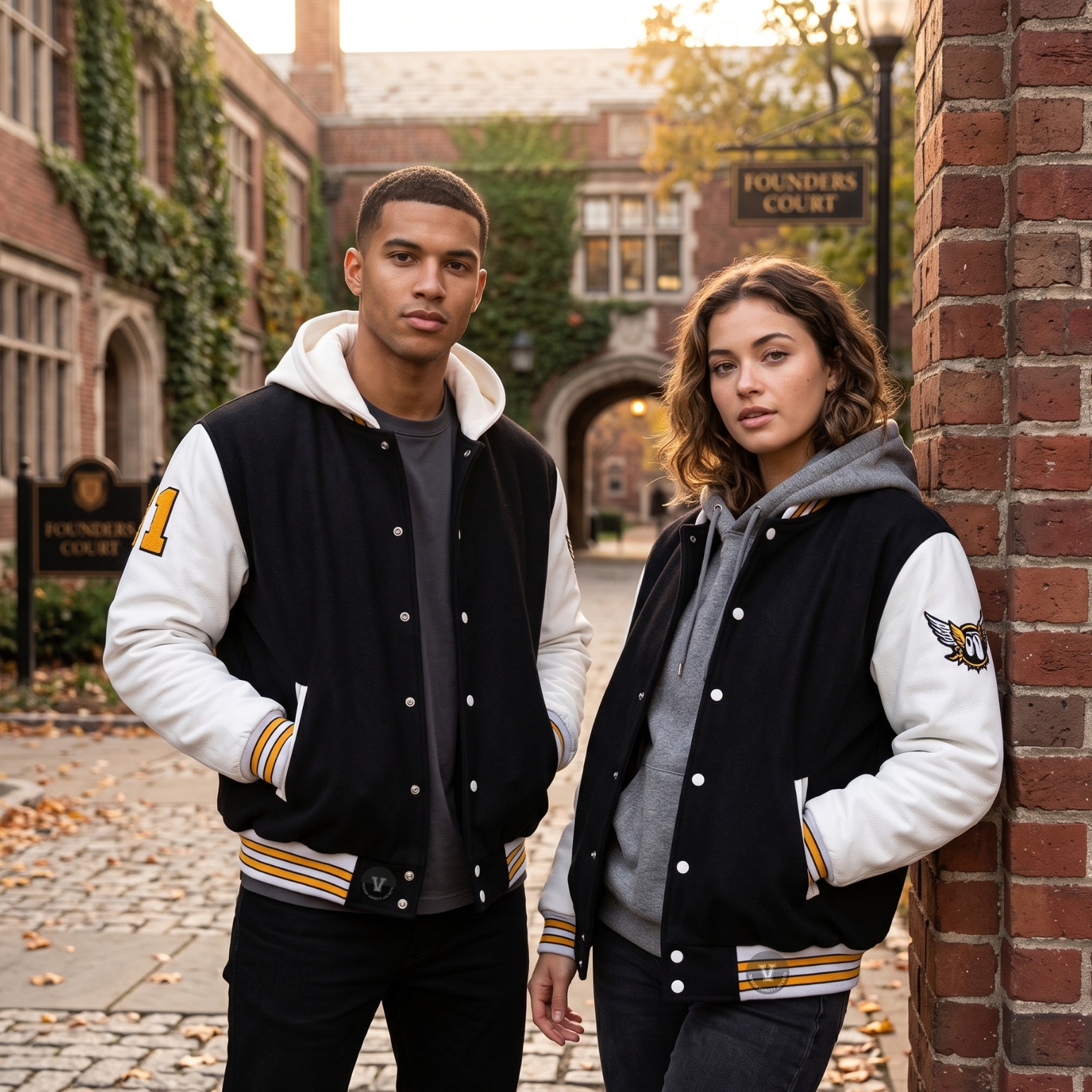 Wool Baseball Jackets With Leather Sleeves