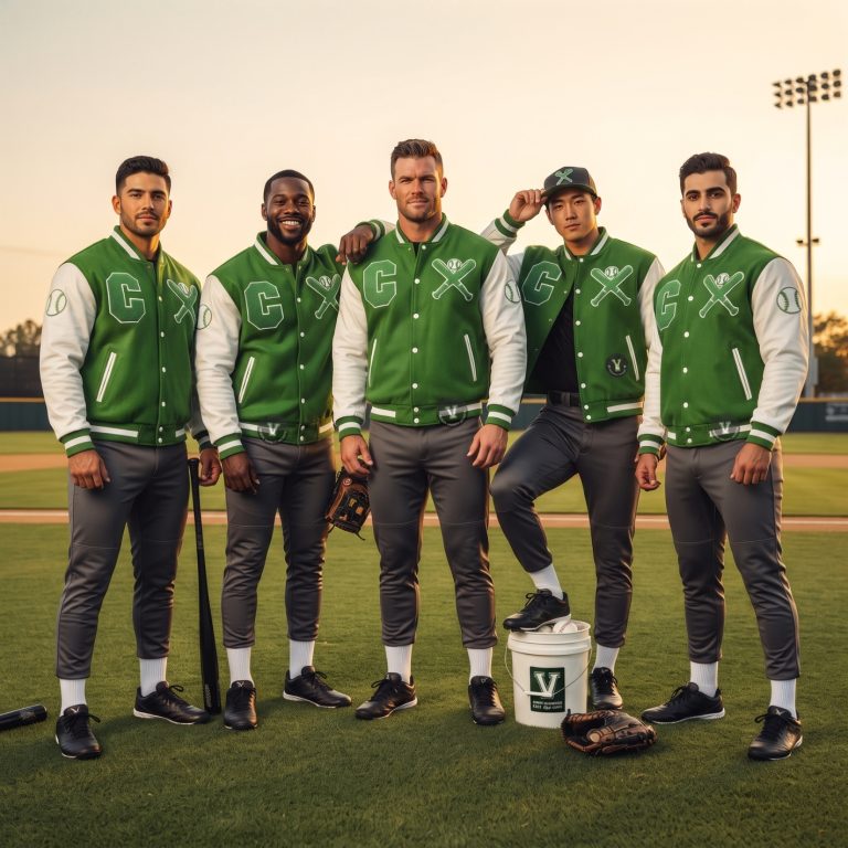 Green And White Baseball Jackets For Teams