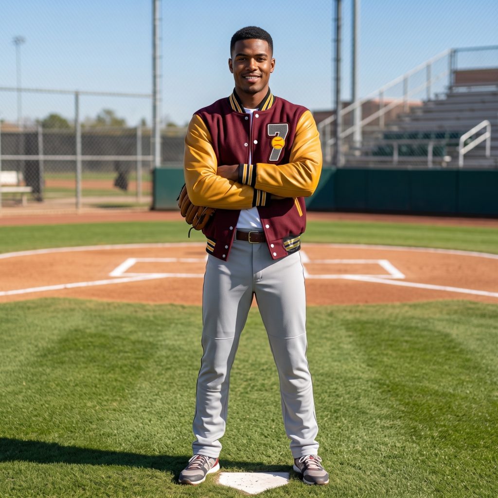 Mahroon Gold Baseball Jackets