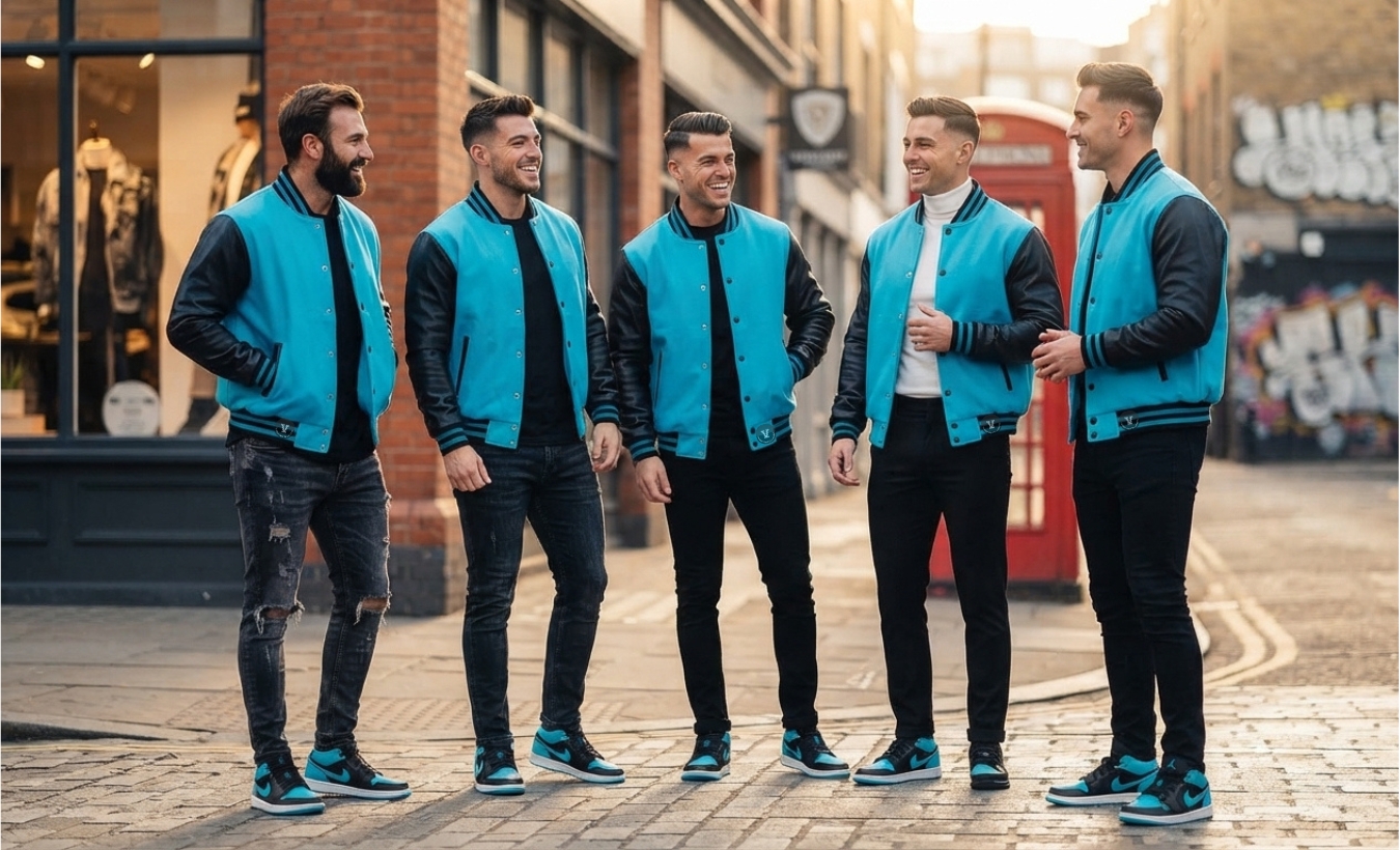 Men varsity jackets with Sneakers