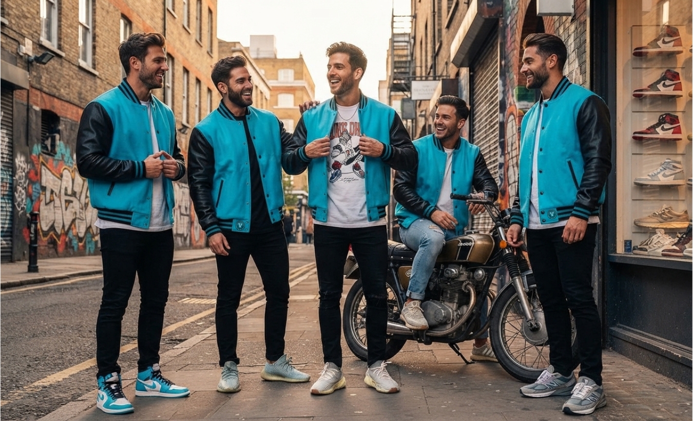 Men varsity jackets with Sneakers