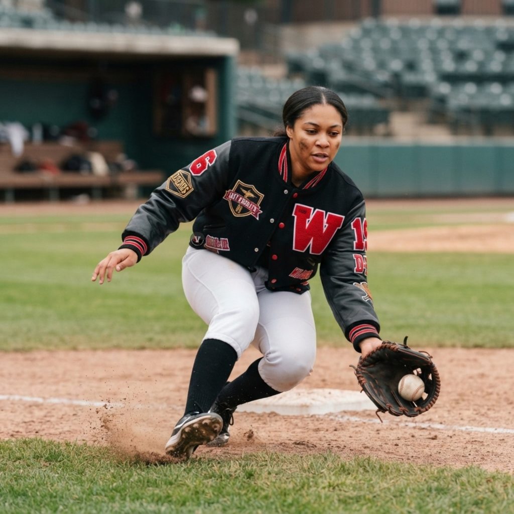 Red and Black Baseball Jackets for Women