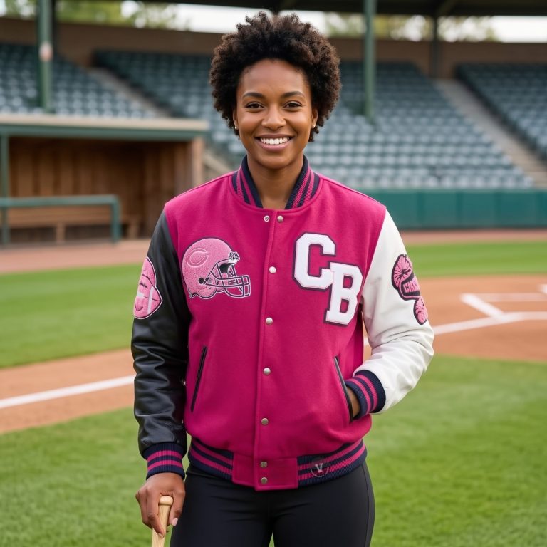 trendy pink baseball jackets for women